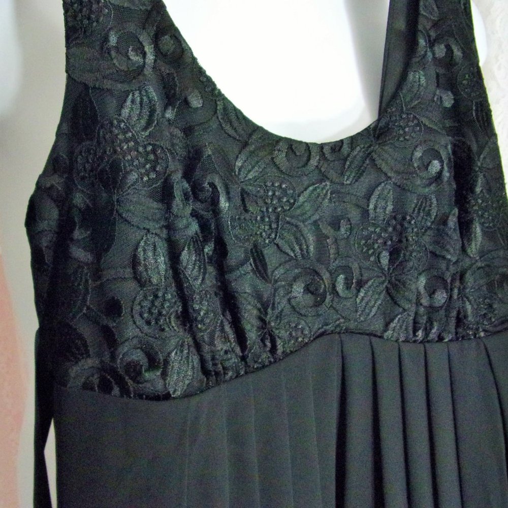 Empire Waist Satin and Chiffon Rich Black Sexy Dress